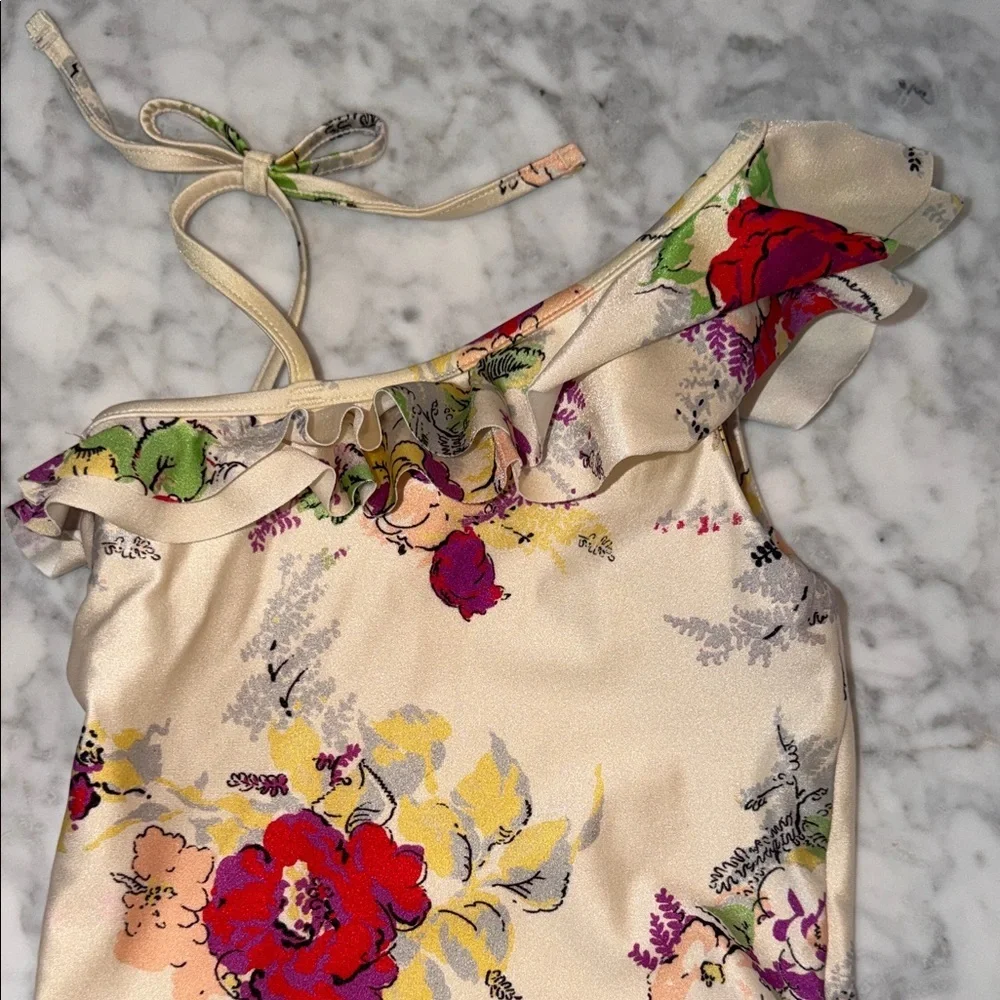 Zimmermann Multicolor Floral One-Shoulder Swimsuit 2Y - Picture 7 of 9